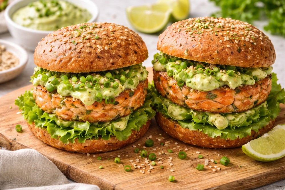 Burgers de saumon sur pain complet