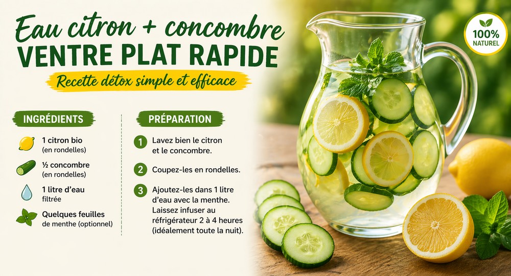 Eau citron-concombre, recette détox