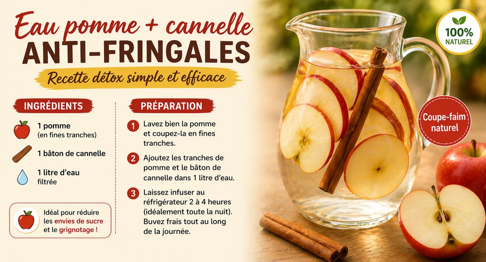 Eau pomme-cannelle détox naturelle