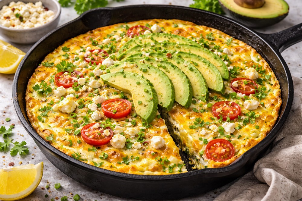 Frittata avocat et fromage frais