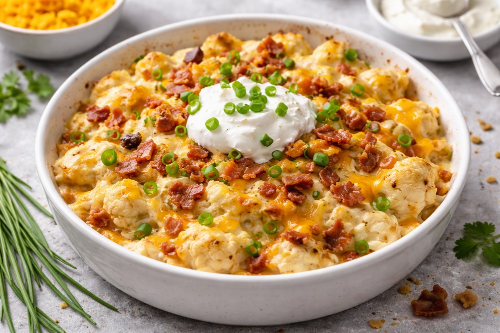 Gratin de chou-fleur garni de bacon