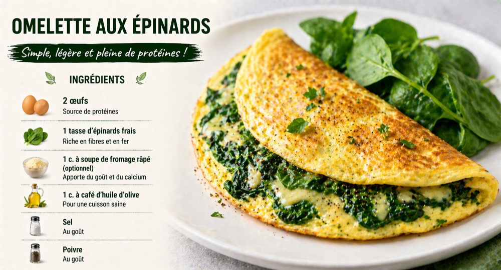 Omelette aux épinards simple et saine