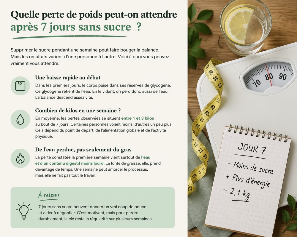 Perte de poids après 7 jours sans sucre