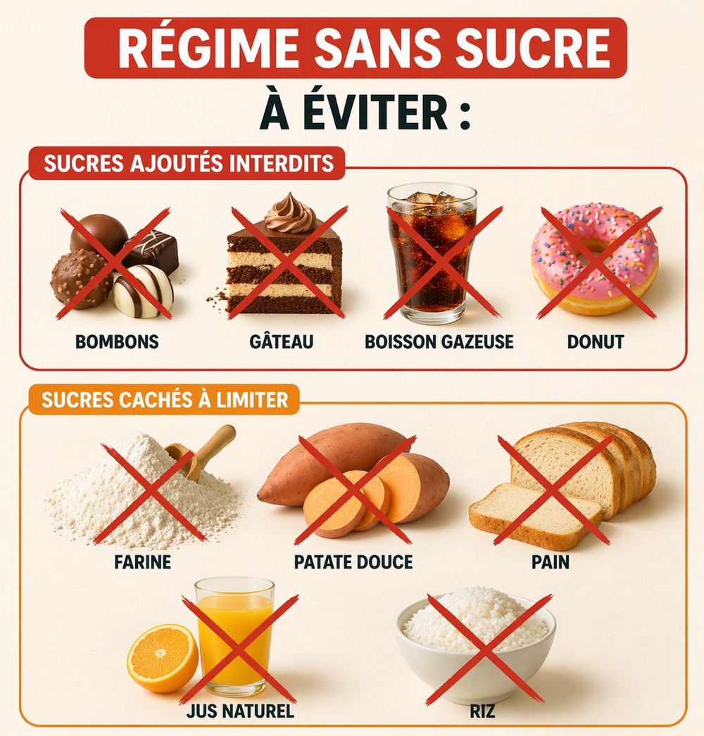Régime sans sucre aliments à éviter