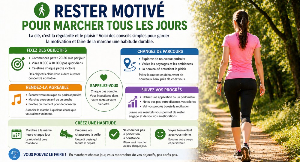 Restez motivé pour marcher chaque jour-minceurboost