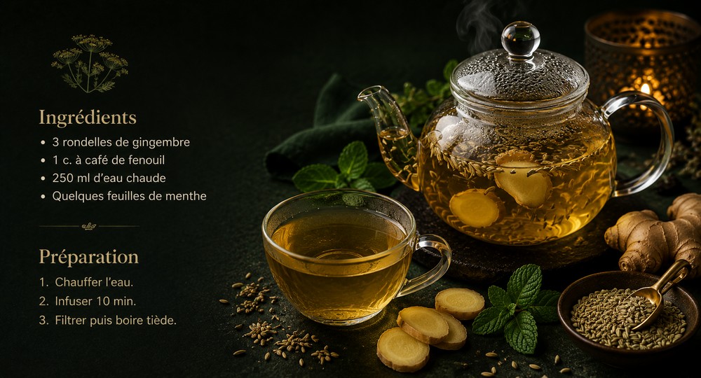 Boisson nocturne gingembre-fenouil