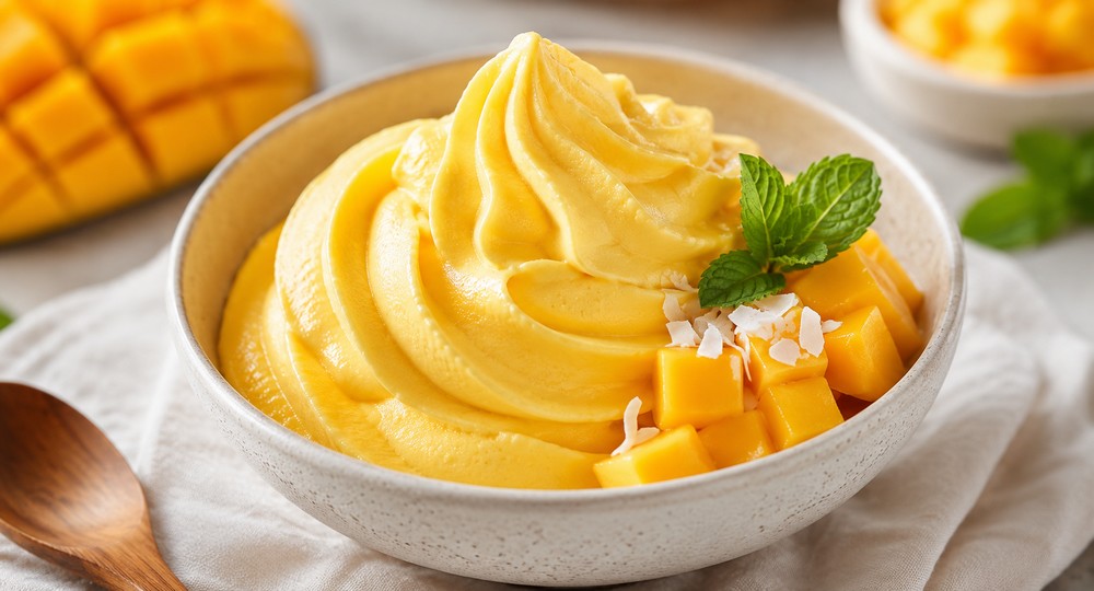 Frozen yogurt healthy à la mangue