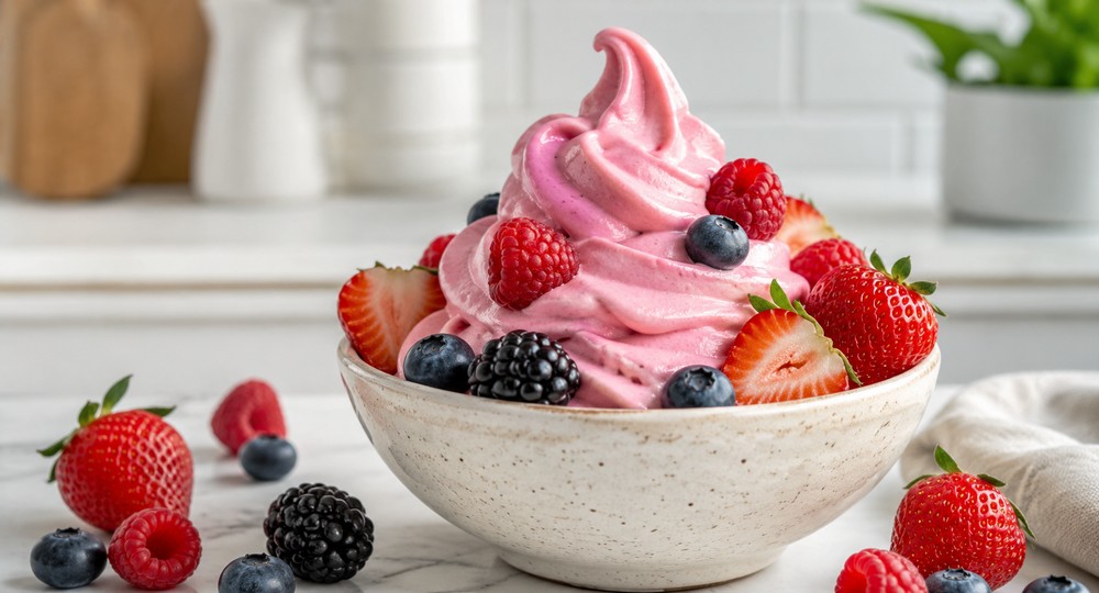 Frozen yogurt healthy aux fruits rouges