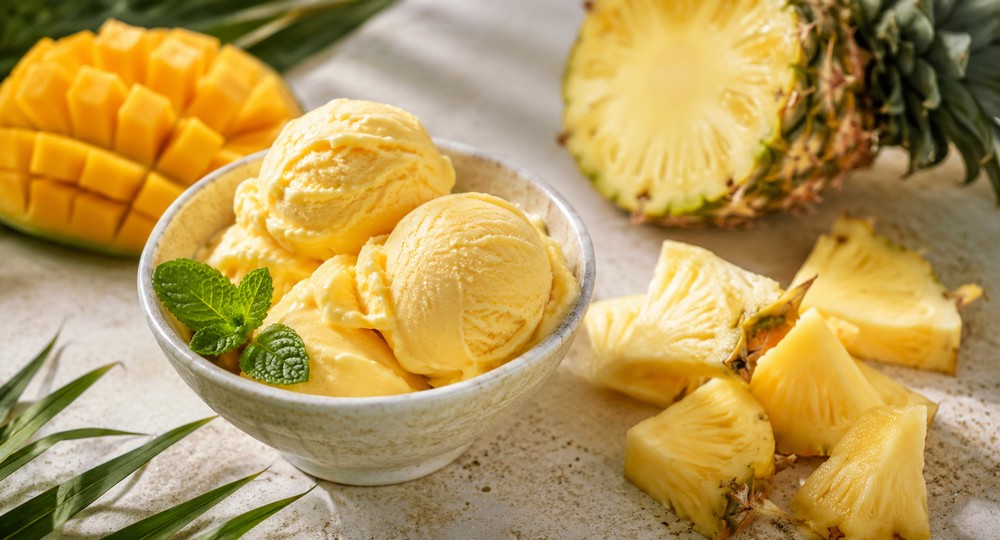 Glace minceur mangue-ananas sans sucre ajouté