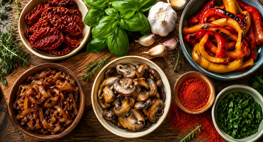 Ingrédients méditerranéens frais et colorés