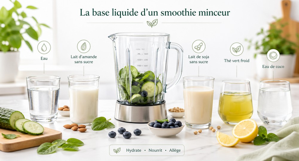La base liquide d'un smoothie minceur