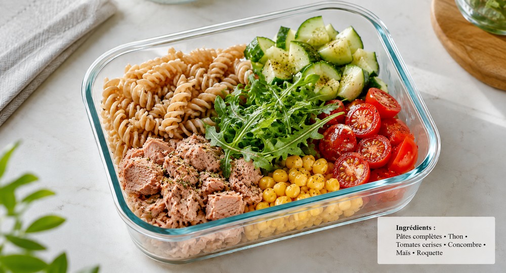 Lunch box pâtes complètes au thon