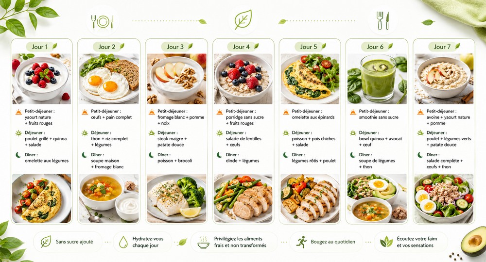 Menu régime sans sucre 7 jours pour maigrir