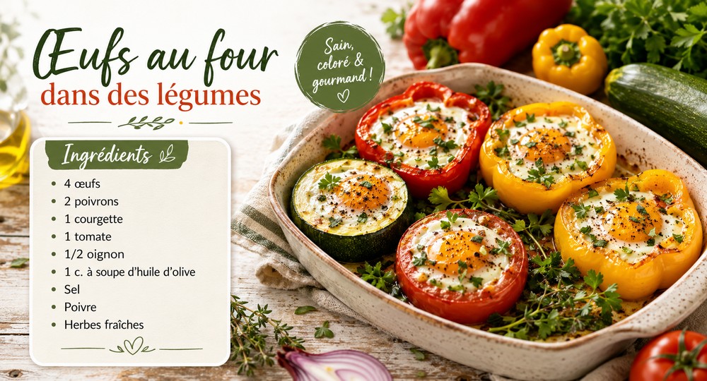 Œufs au four dans des légumes
