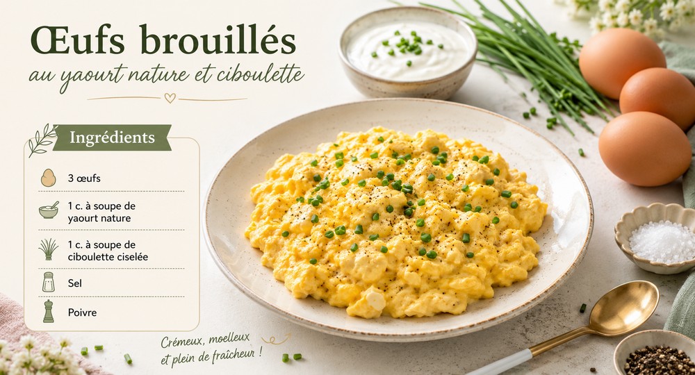 Œufs brouillés au yaourt nature et ciboulette