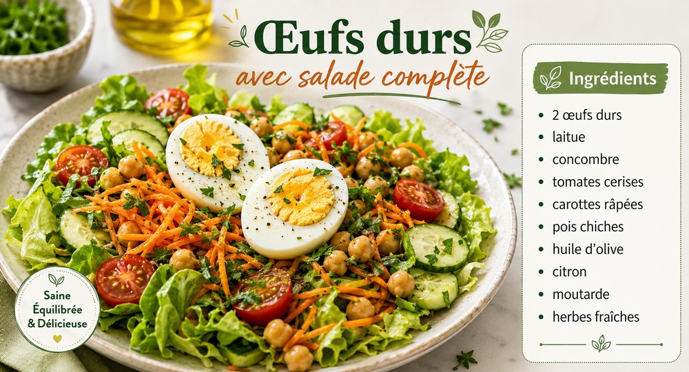 Œufs durs avec salade complète