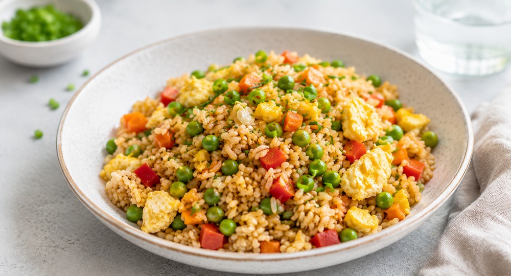 Riz sauté minceur aux légumes et œuf