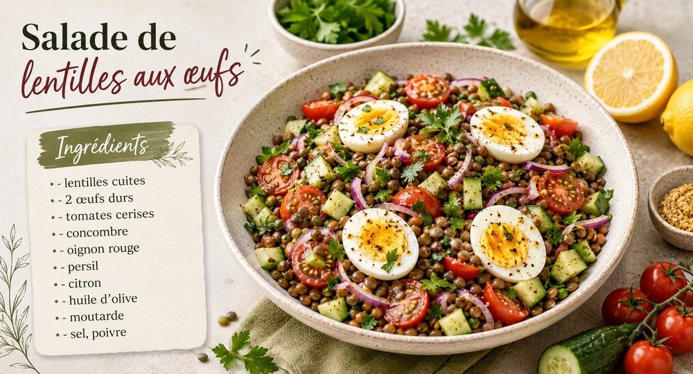 Salade de lentilles aux œufs