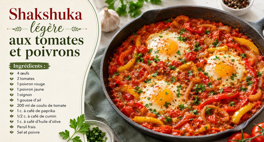 Shakshuka légère aux tomates et poivrons