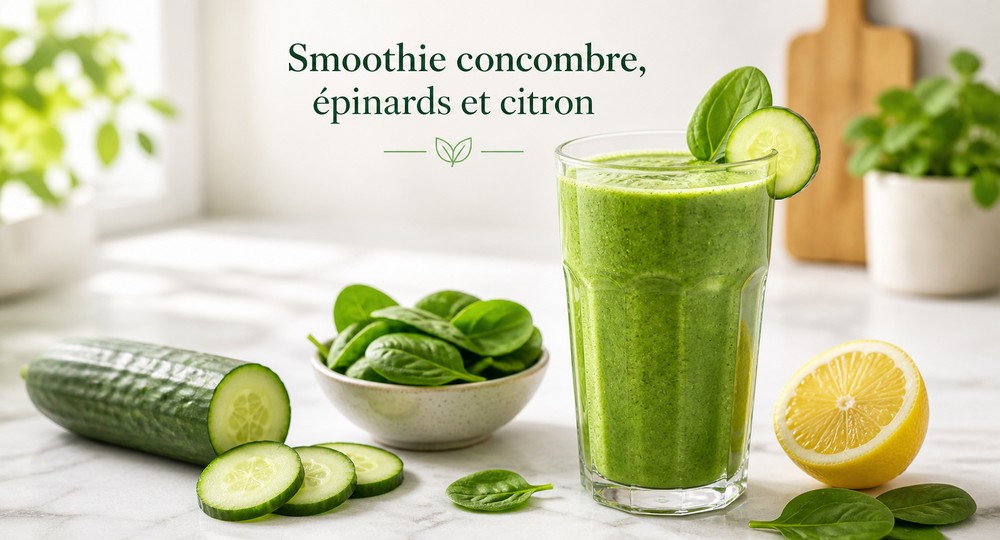 Smoothie concombre, épinards et citron