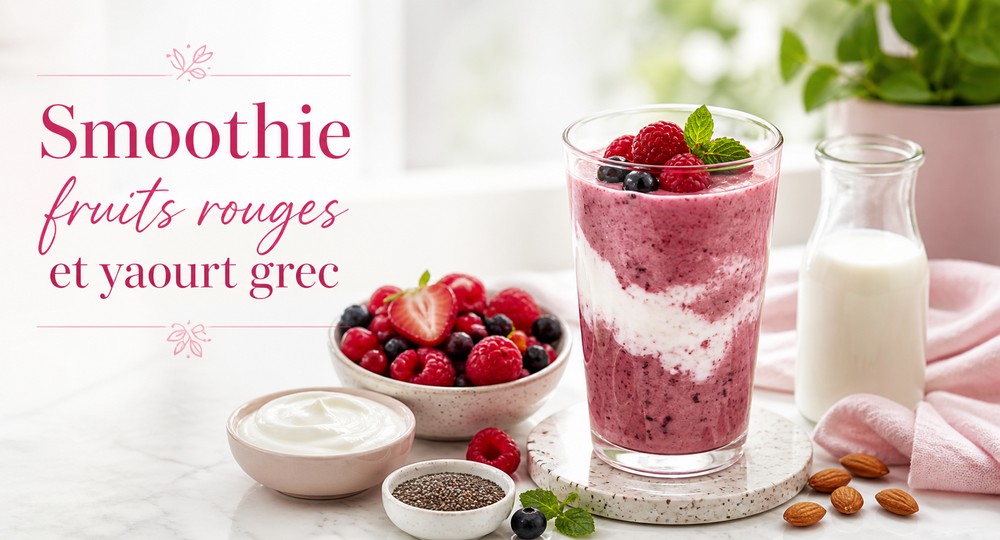 Smoothie fruits rouges et yaourt grec