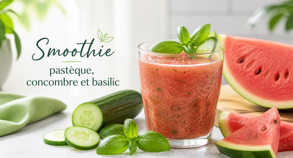 Smoothie pastèque, concombre et basilic