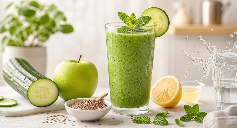 Smoothie ventre plat concombre, citron et menthe