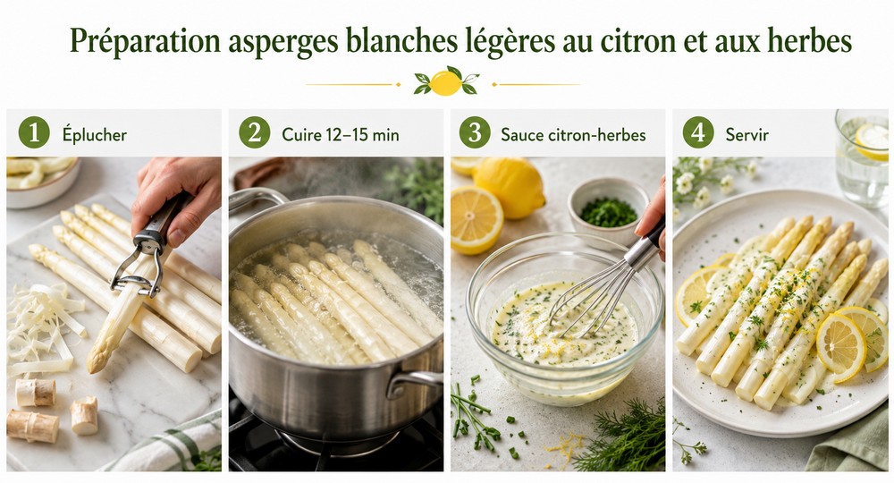 asperges blanches légères au citron et aux herbes
