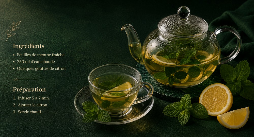 infusion menthe-citron pour une sensation de fraîcheur