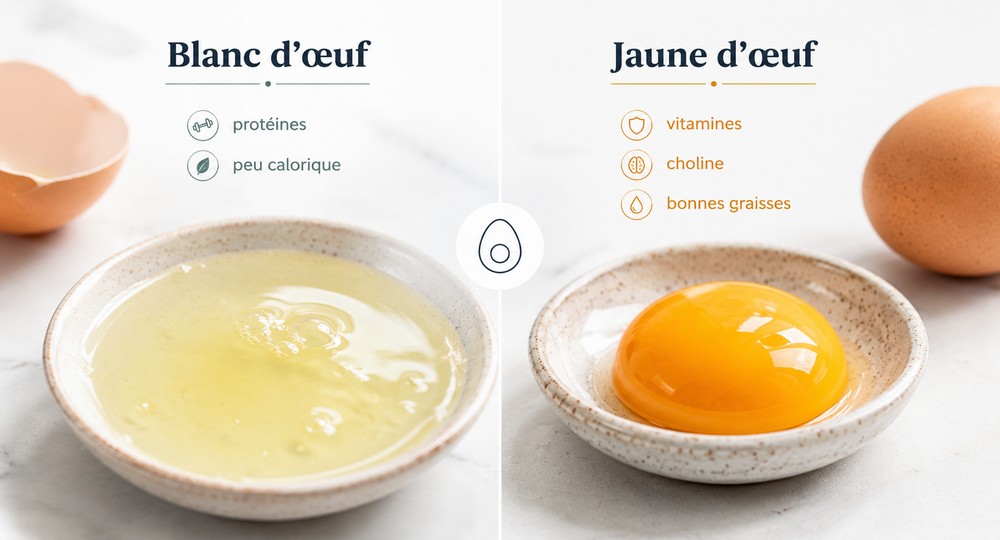 la différence entre le blanc et le jaune de l'œuf