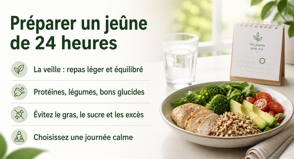 préparer un jeûne de 24 heures
