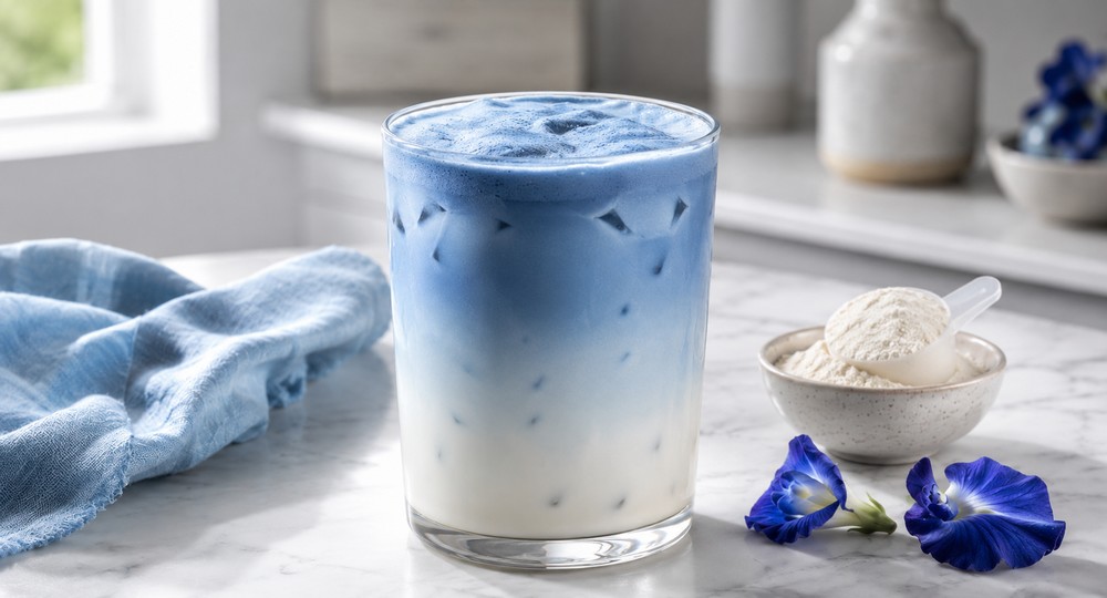 Recette Blue matcha latte protéiné